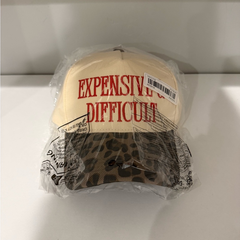 Cream and Leopard Print Cap